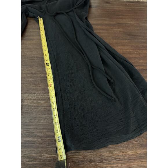 The Handloom Gauze Pants Womens S/M Black Wide Leg Slit Drawstring Cotton Lined - Picture 13 of 13